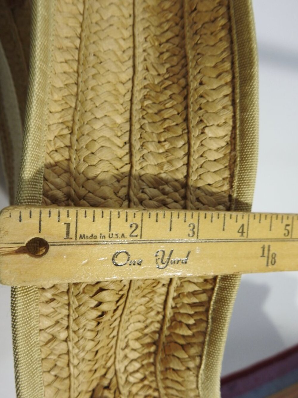 Straw Purse 12"H with 3 Cream Stripes Unknown Brand Shoulder Bag - Picture 11 of 13